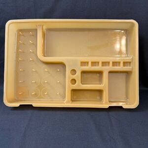 Vintage Harvest Gold Plastic Sewing Box Tray Spool Holder Insert